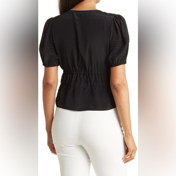 Nicole Miller silk tie front top, size P - Picture 2 of 8